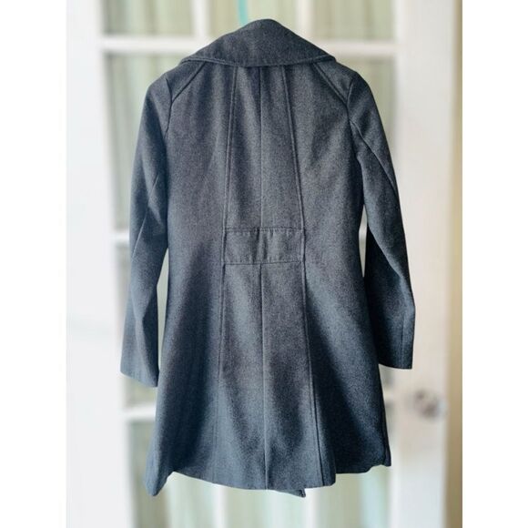 Miss London Womens Medium Charcoal Gray Asymmetric Zip Urban Mod Wool Blend Coat - Picture 3 of 15